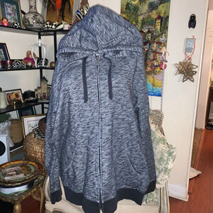Women's Unbranded Gray Black Full-Zip Hoodie 4X Plus